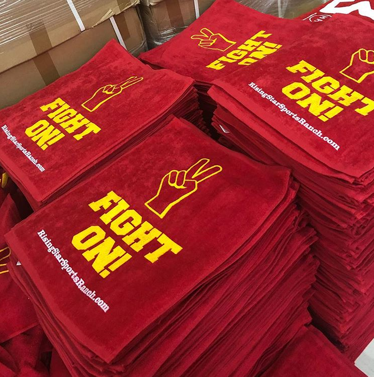 College Football USC fight on Red Rally Towels