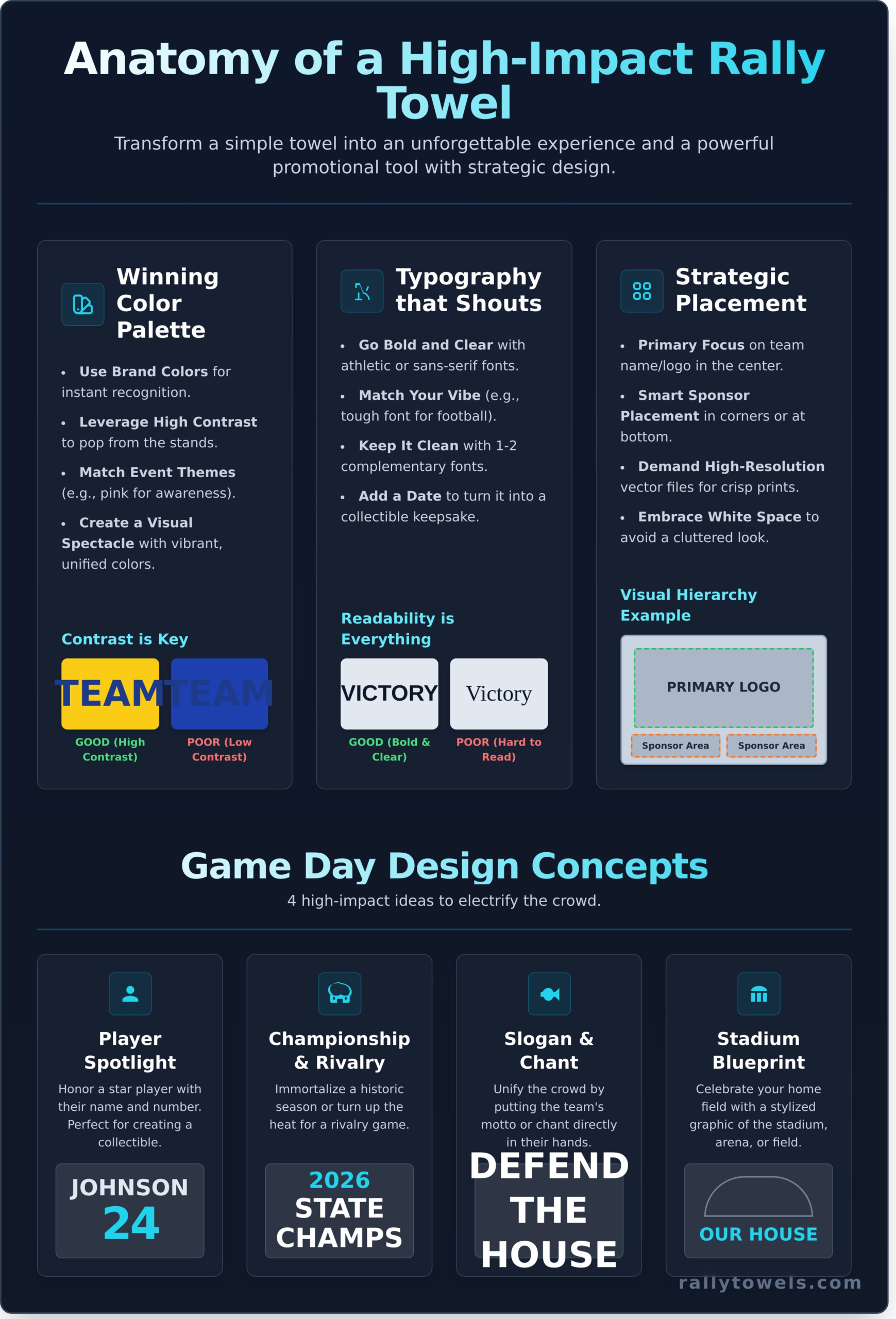 Personalized Rally Towels: 10 Killer Design Ideas to Excite Any Crowd - Infographic